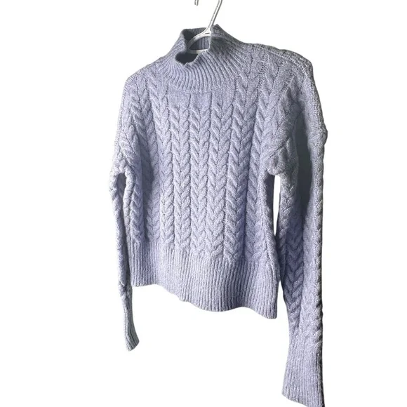 🔴 5 for $40 SALE! 
Kendall Kylie Blue Turtleneck Cropped CableKnit Sweater Sz M - Picture 9 of 14